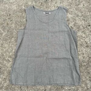 FLAX 100% Linen Flowy Sleeveless Tank Top Blouse Beige Brown Medium